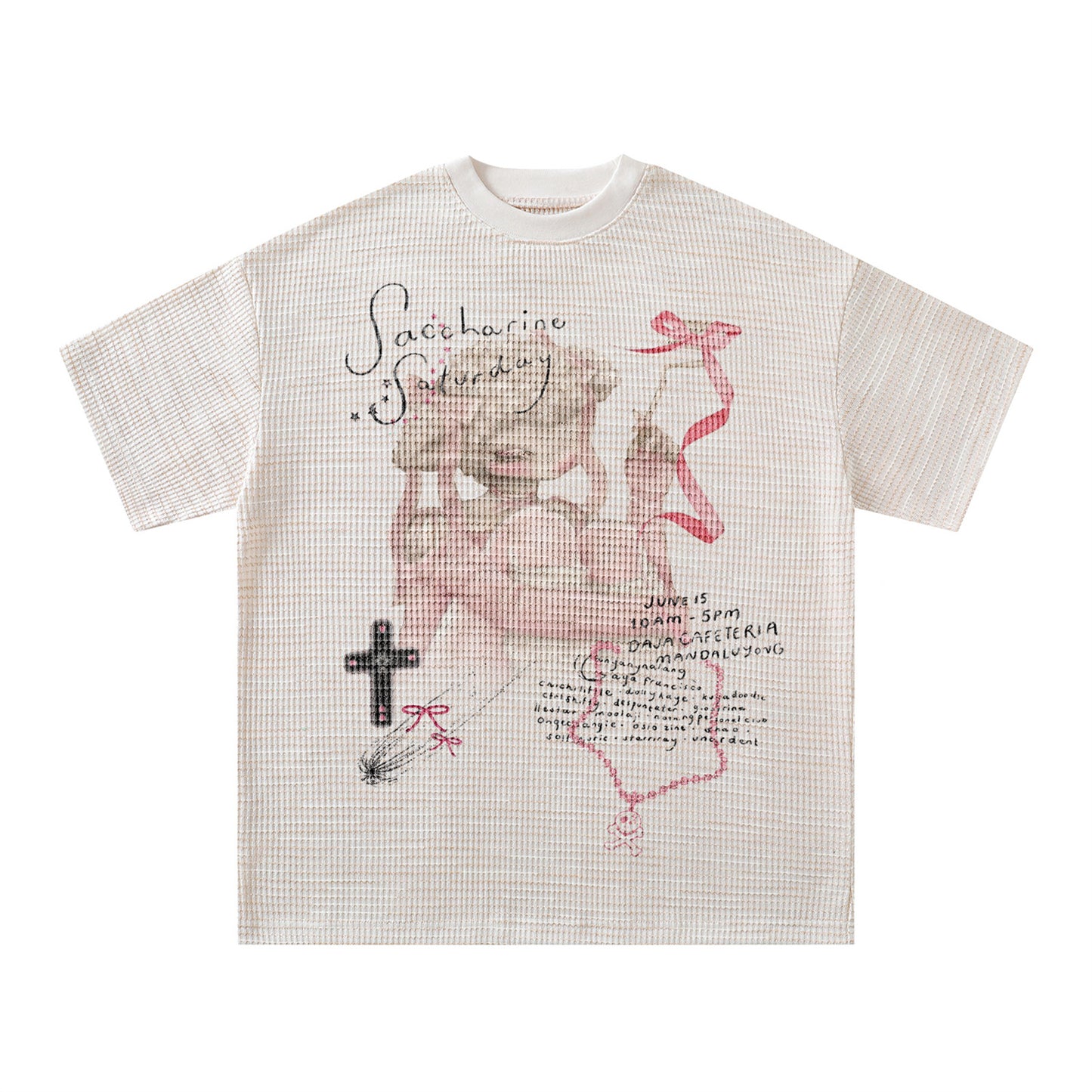 Cartoon Print Loose Fit Knit T-Shirt for Men