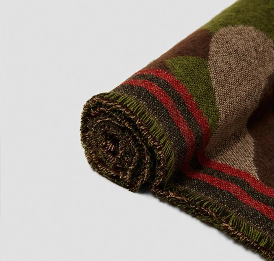 Harajuku Style Cashmere Camo Scarf - Cozy Winter Wrap