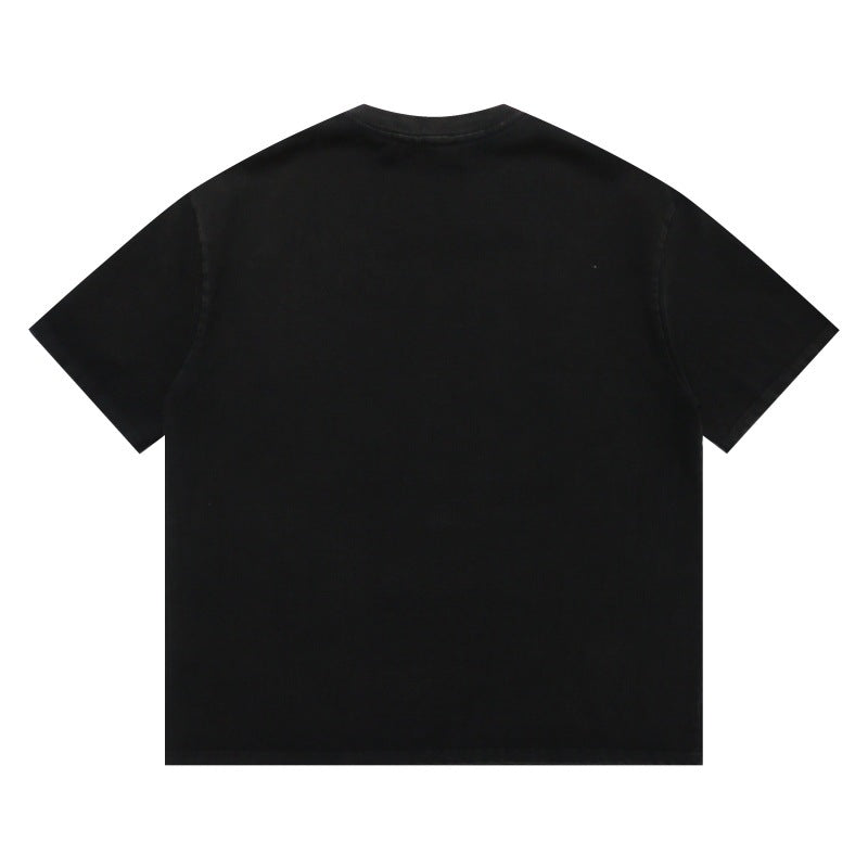 Harajuku Style Letter Print Washed Short Sleeve T-Shirt
