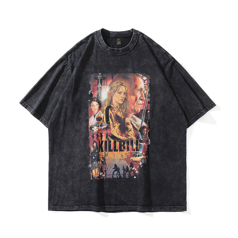Harajuku Cartoon Print Vintage T-Shirt for Men