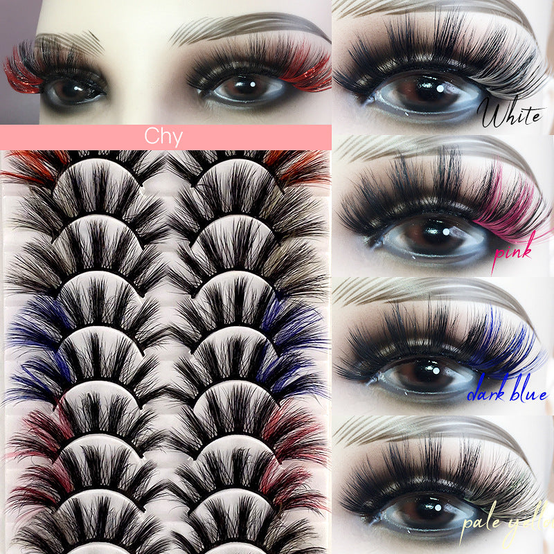 10 Pairs of 8D Fluffy Color Mink Hair Multilayer False Eyelashes