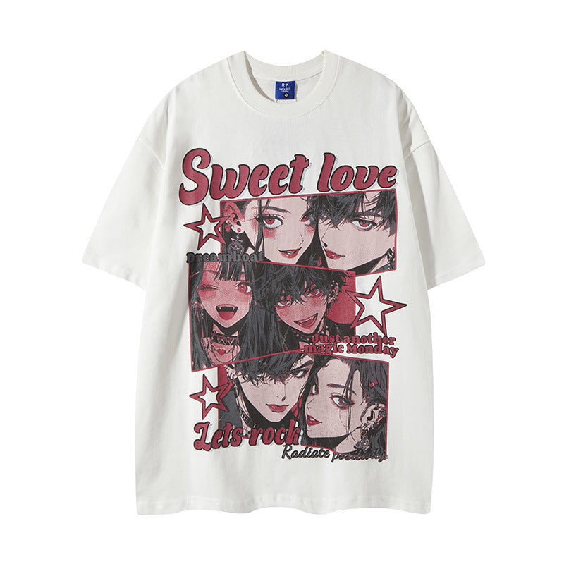 Retro Comic Print T-Shirt for Men - Harajuku Style