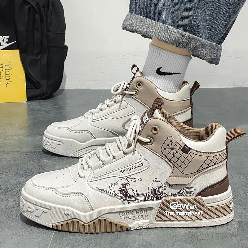 Height Increasing High-Top Whiteboard Shoes