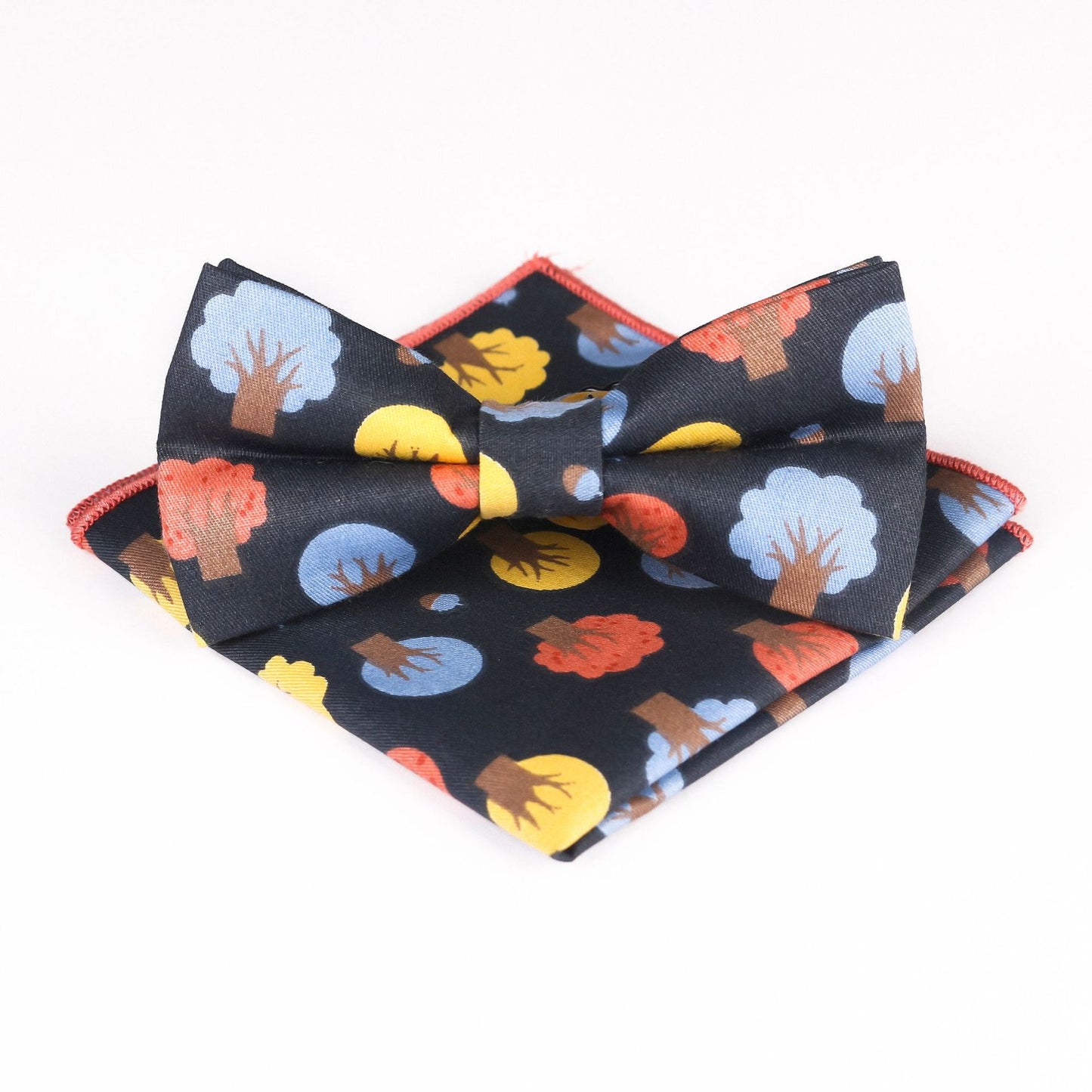 Cotton Bow Tie Print Suit & Pocket Square
