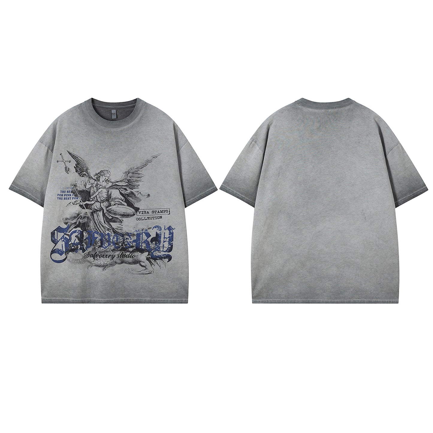 Harajuku Style Casual Grey Short Sleeved T-Shirt
