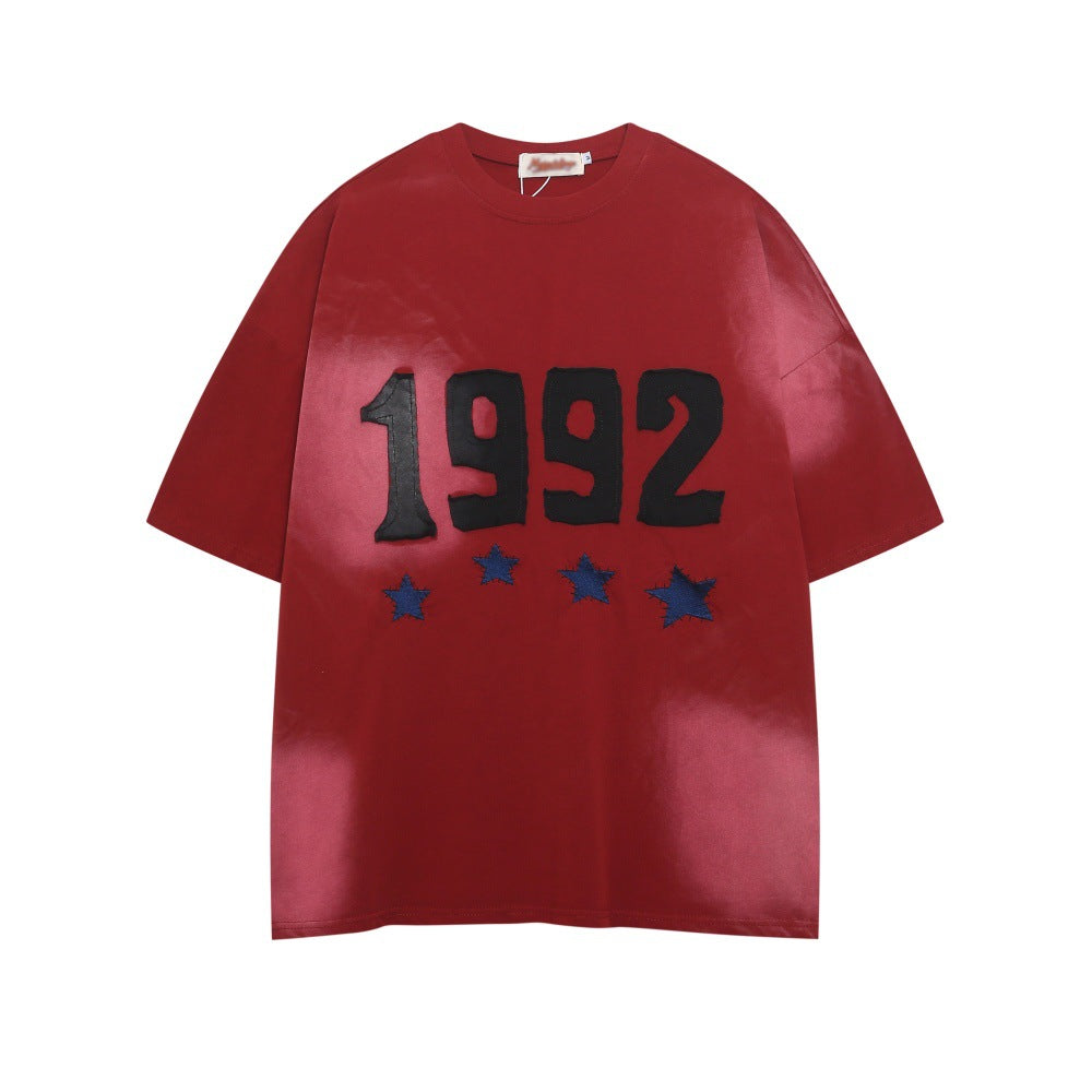1992 Playful Patchwork Cotton T-Shirt for Men