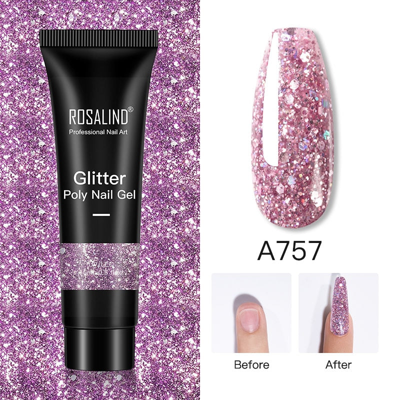 Glitter Poly Nail Gel Extension - 15ml Nail Polish for Manicure