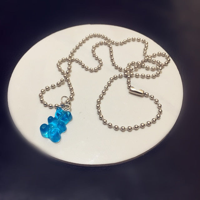 Colorful Gummy Bear Stainless Steel Necklace for Women