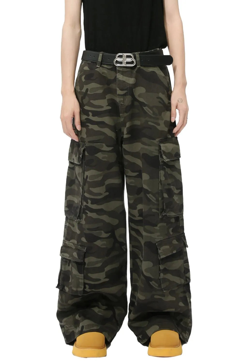 Playful Camouflage Cargo Jeans for Harajuku Style