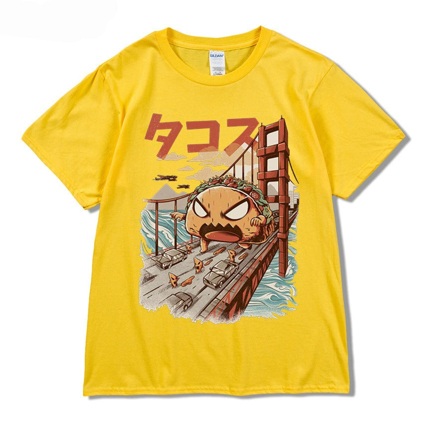 Harajuku Style Playful Rice Roll Graphic Tee for Men
