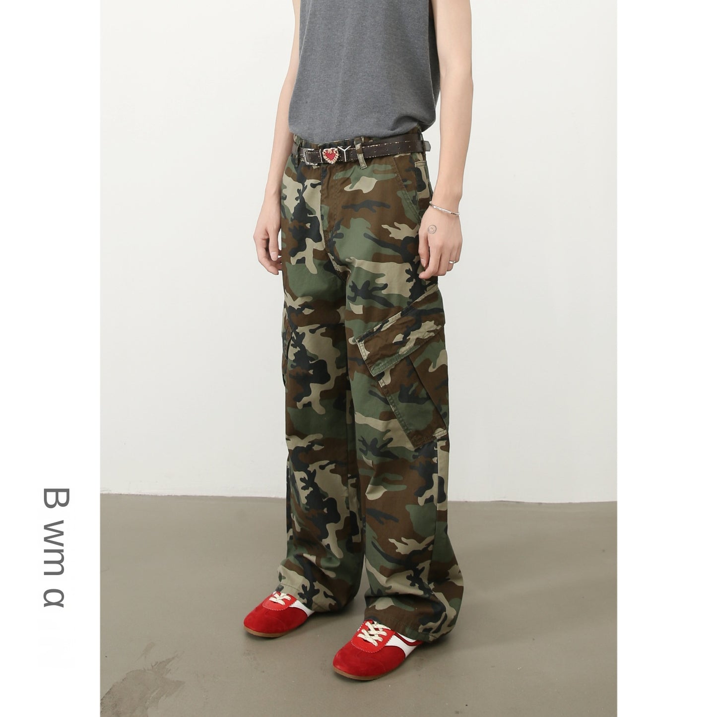 Korean Retro Camouflage Work Pants for Men