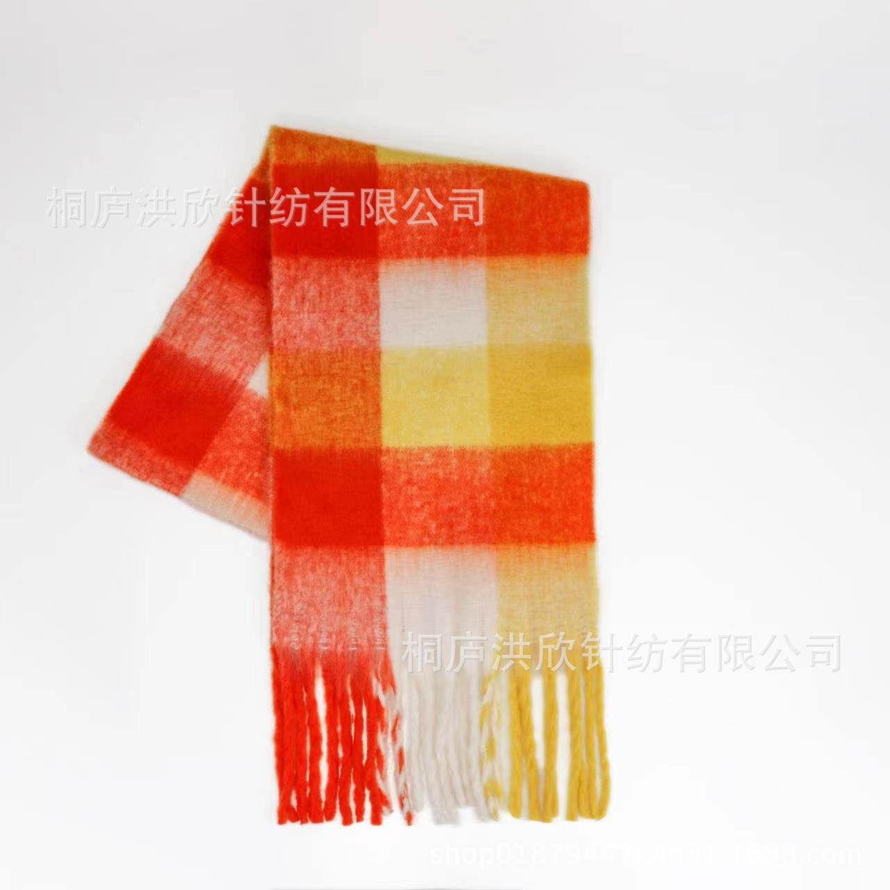 Rainbow Plaid Tassel Scarf for Autumn & Winter