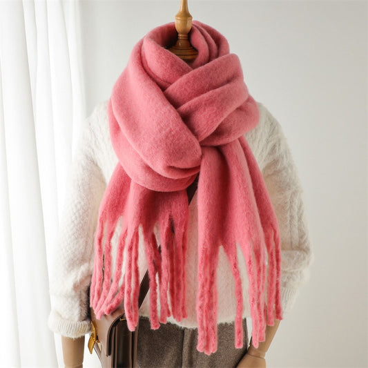 Versatile Mohair Scarf with Tassels for Harajuku Style