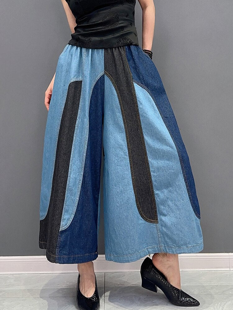 Harajuku Style Patchwork Wide Leg Pants