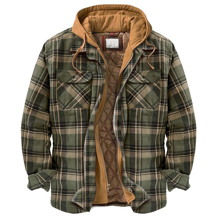 Men's Harajuku Plaid Jacket - Cotton 3D Printed Coat