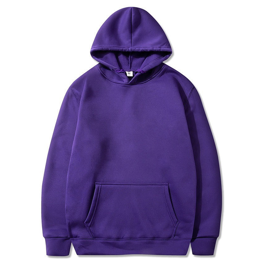 Harajuku Style Solid Color Plush Hoodie Sweatshirt