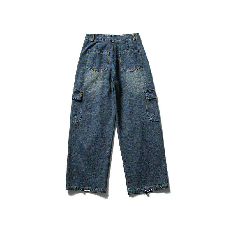 Three Dimensional Cut Large Pocket Workwear Jeans
