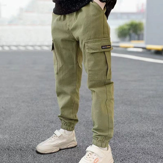 Harajuku Style Pure Cotton Boys' Oversized Workwear Pants