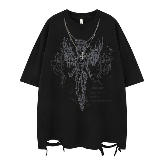 Harajuku Style Angel Print Short Sleeve T-Shirt