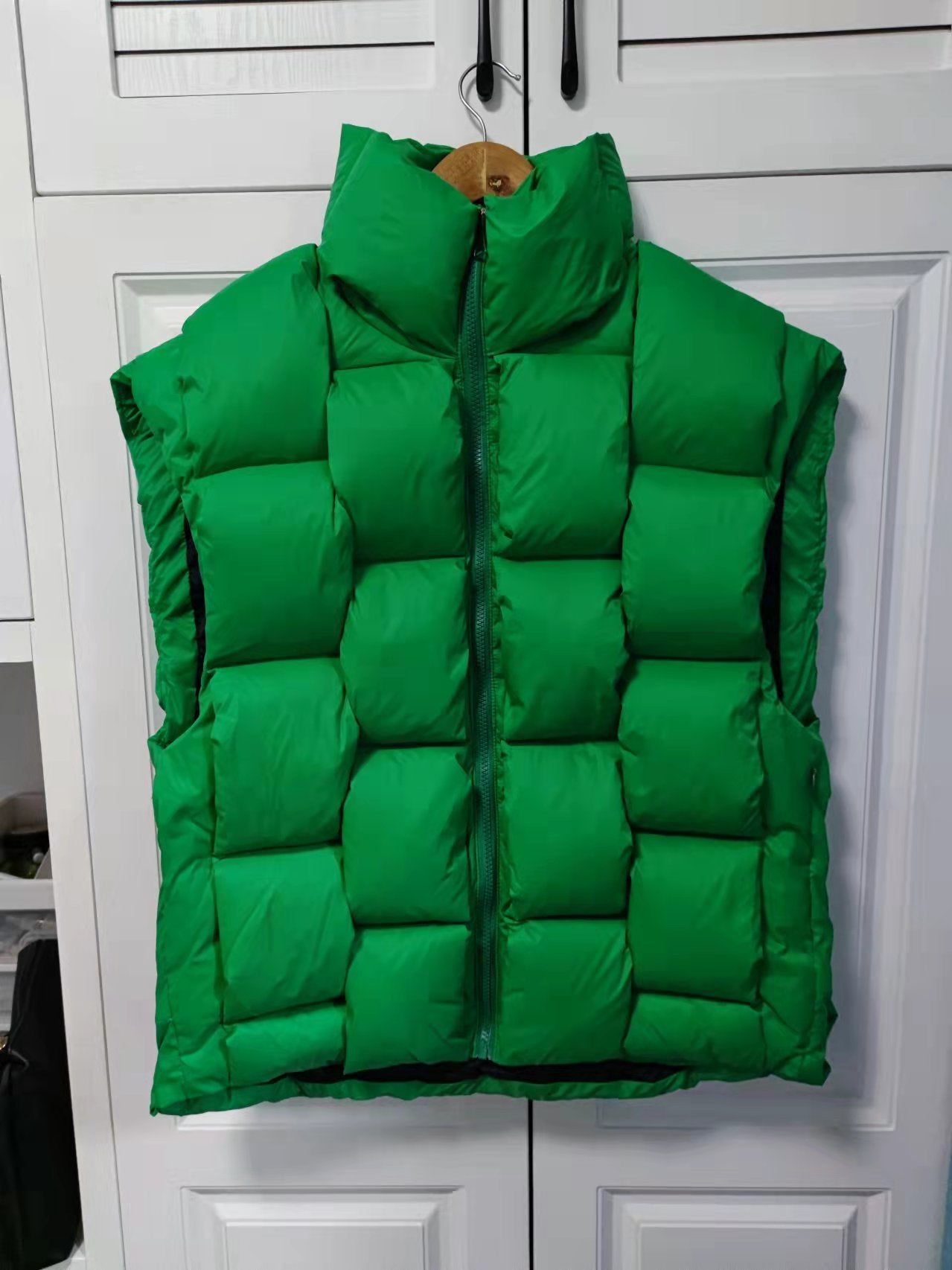 Minimalist Stand-Up Collar White Goose Down Vest for Women