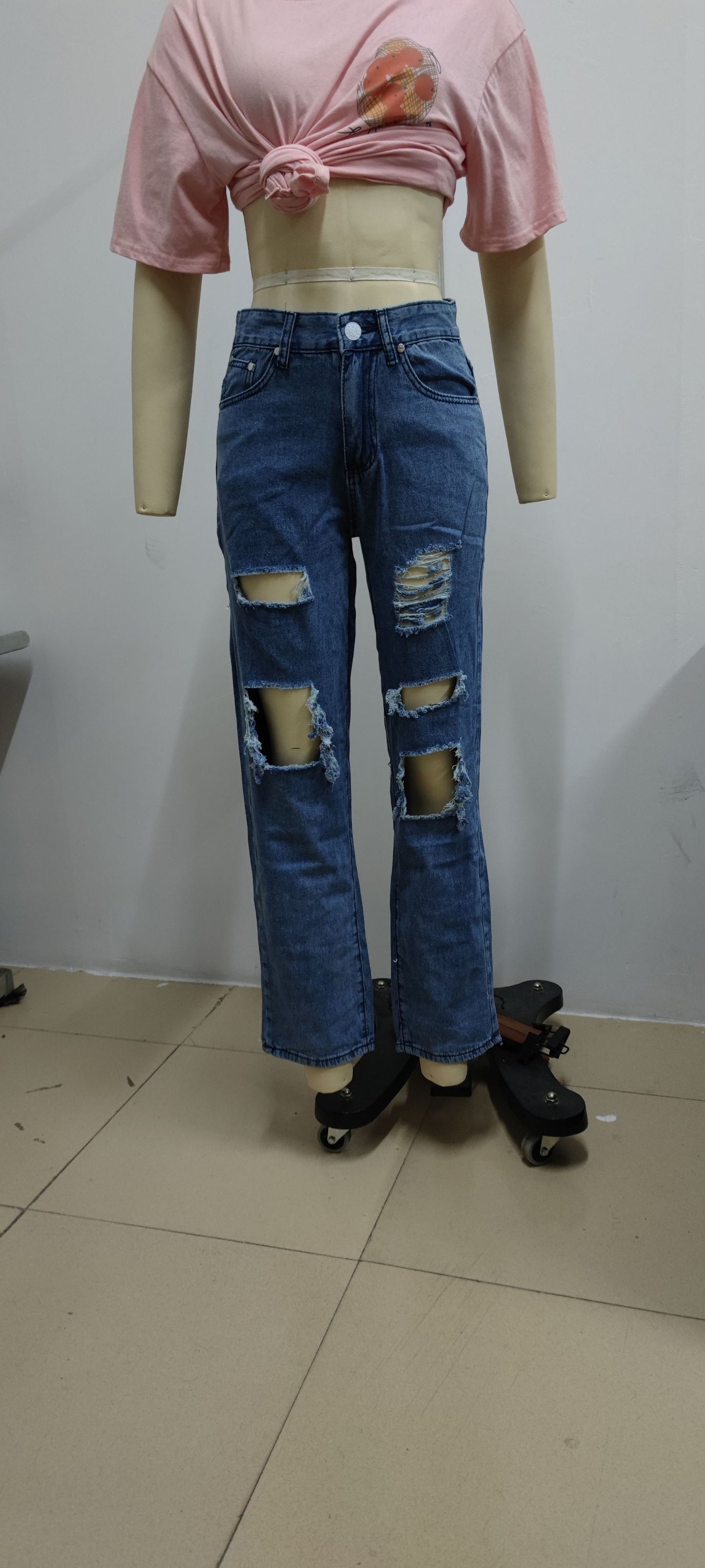 Playful Vintage Ripped High Waist Jeans for Women