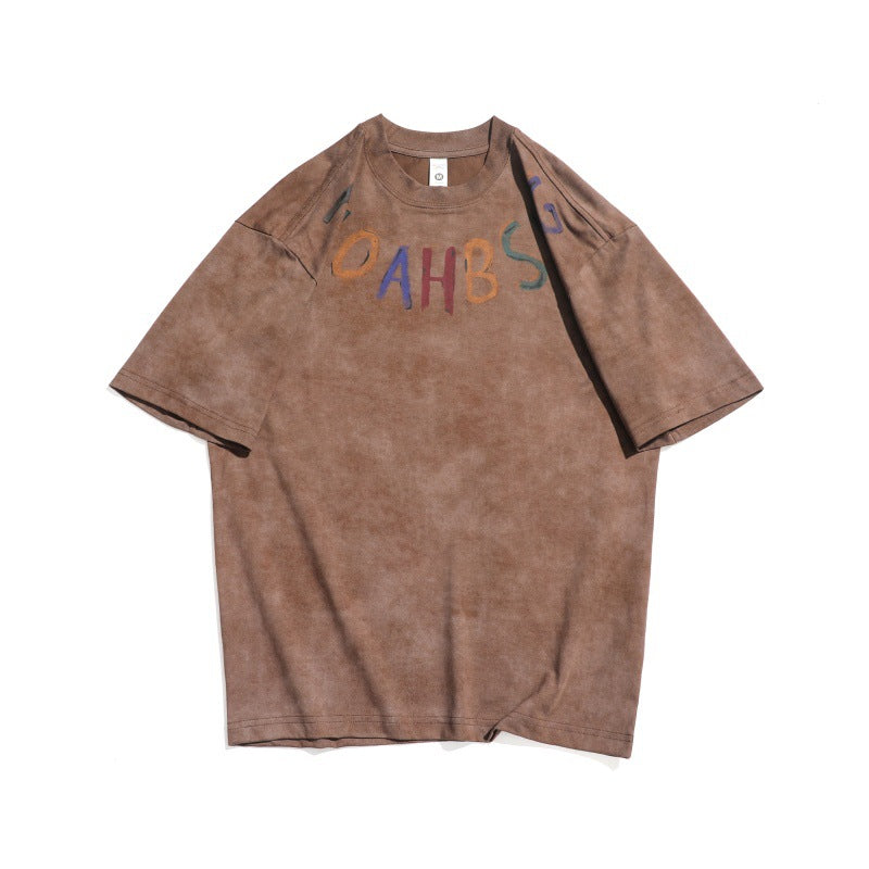 Harajuku Graffiti Letter Printed Round Neck T-Shirt