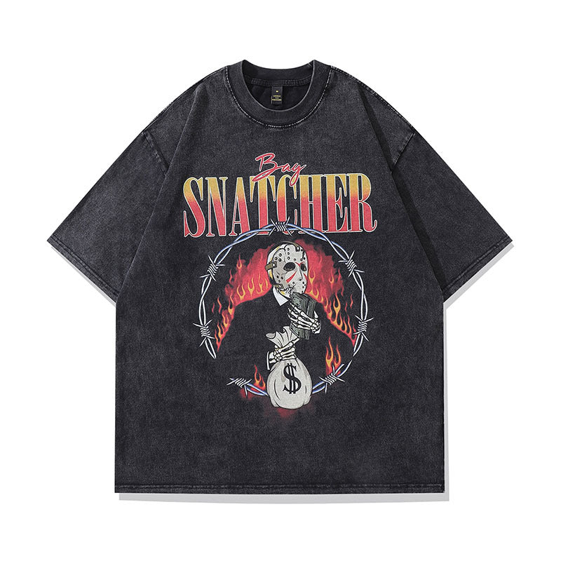 Men's Retro Rock Print T-Shirt - American Punk Style
