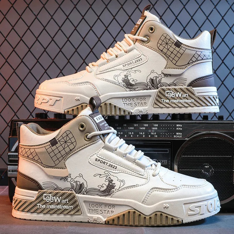 Height Increasing High-Top Whiteboard Shoes