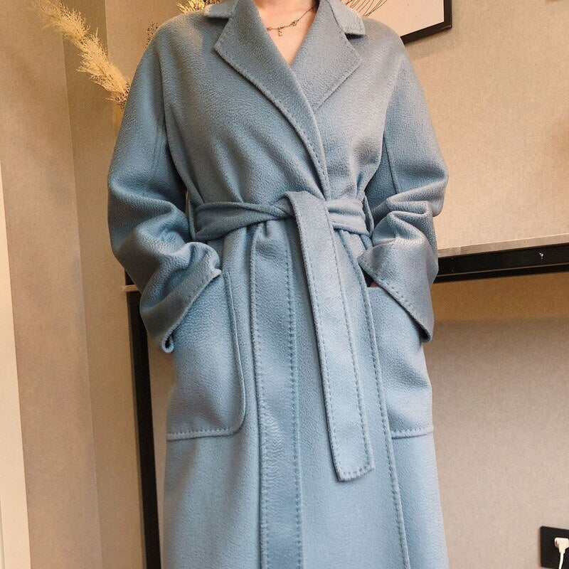 Harajuku Style Double-Sided Wool Coat for Women