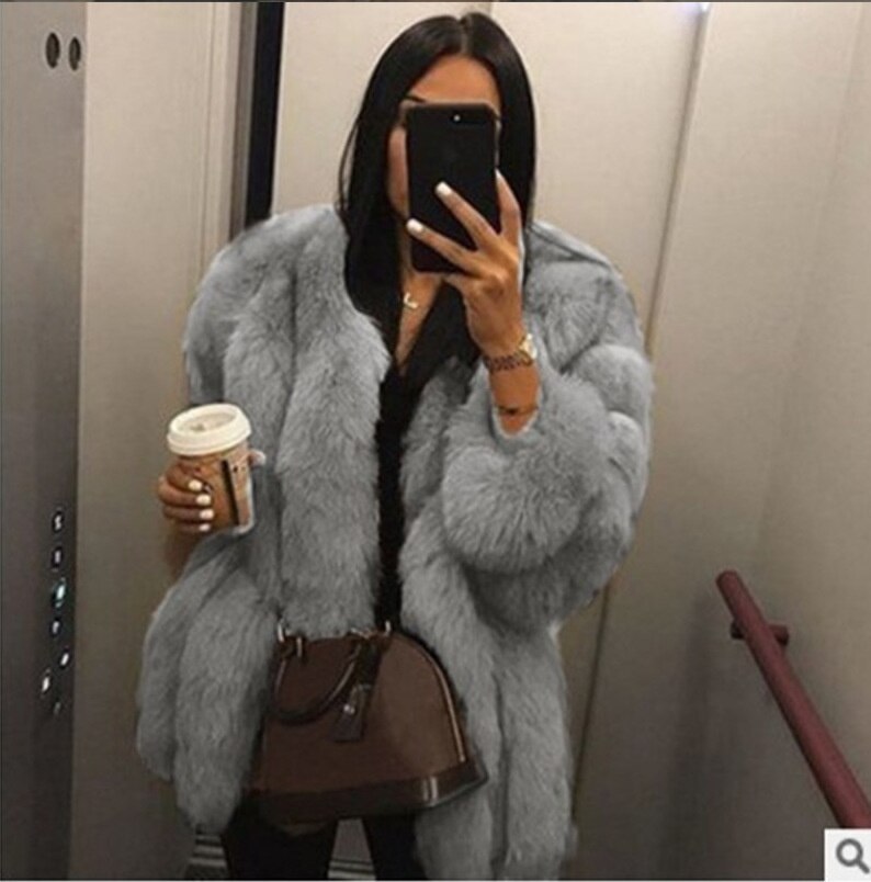 Playful Purple Pink Faux Fur Coat for Women