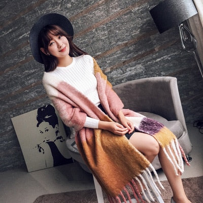 Mingjiebihuo Harajuku Style Plaid Scarf Shawl