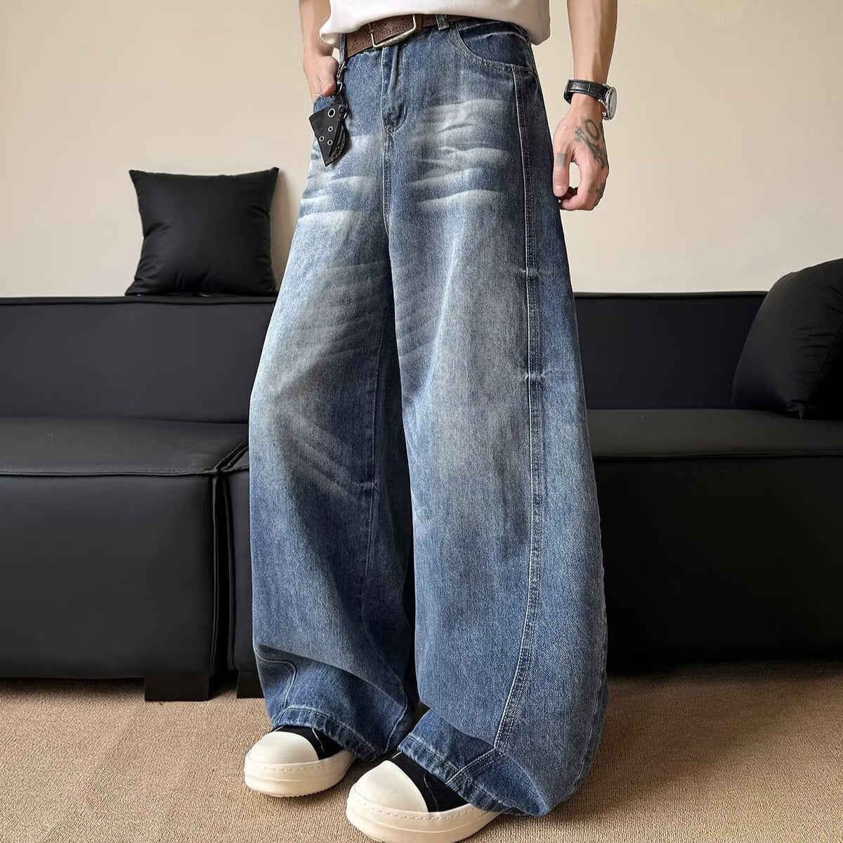 Bent Knife Cowboy Men's Wide Legs Casual Pants