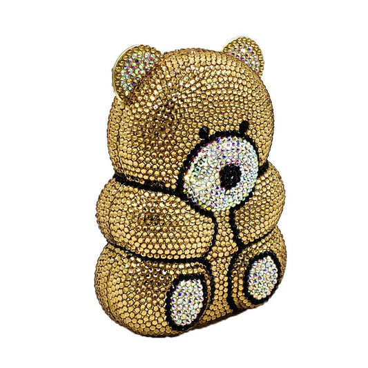 3D Bear Teddy Evening Clutch - Rhinestone Handbag