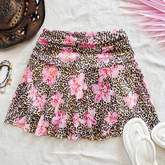 Playful Leopard Print A-Line Skirt for Women