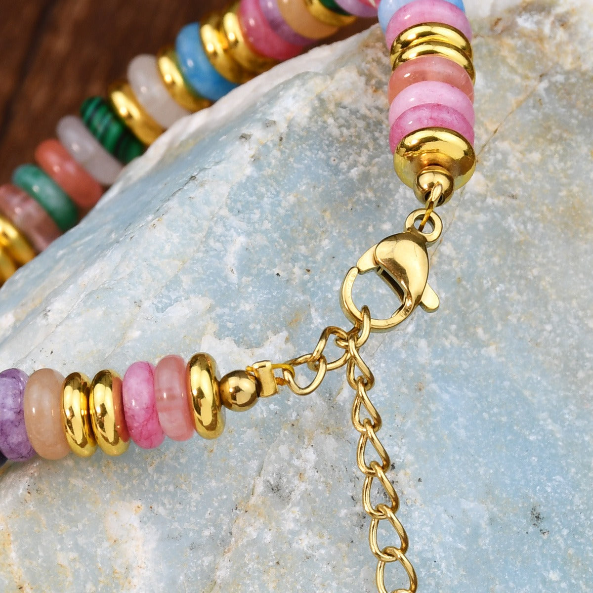 Dopamine Colored Natural Stone Bead Bracelet for Women