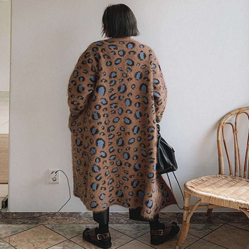 Playful Leopard-Print V Neck Cardigan for Women