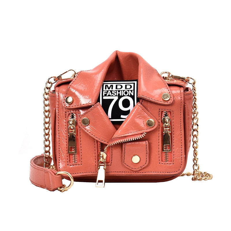 Harajuku Style Motorcycle Bag with Rivets & Zipper