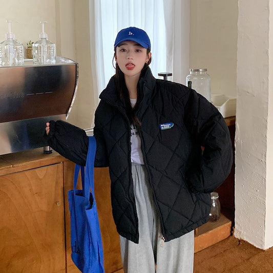 Harajuku Style Diamond Plaid Winter Jacket