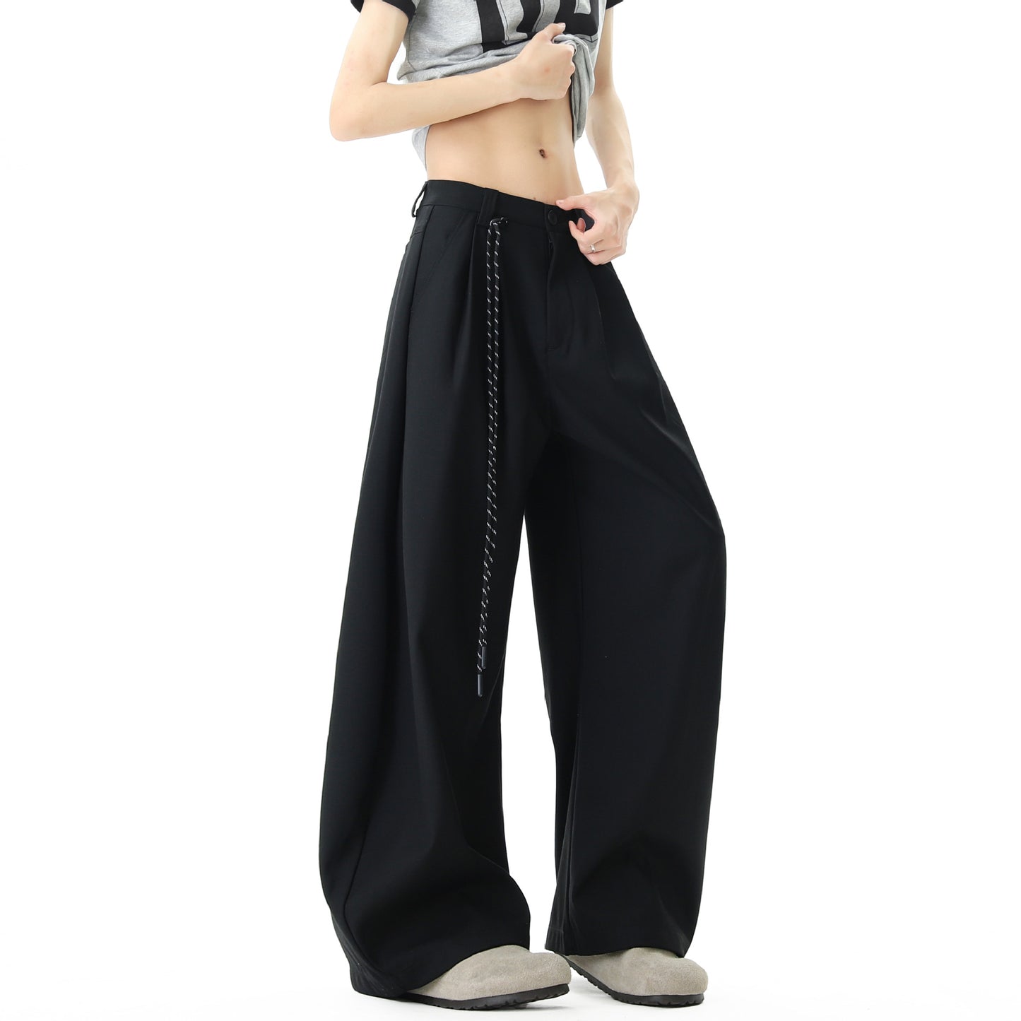 Harajuku Style Solid Color Curved Knife Trousers
