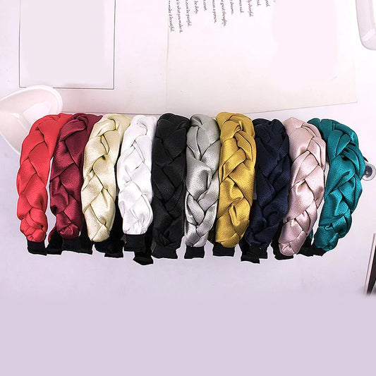 Women Satin Cross Hairbands - Twisted Braid Headband