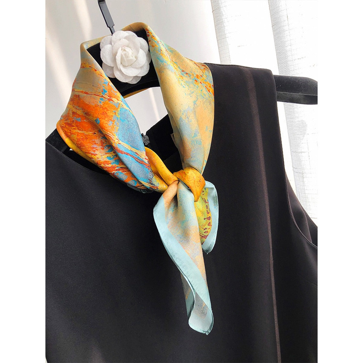 Harajuku Style Silk Scarf - Versatile Autumn Neckband & Headband