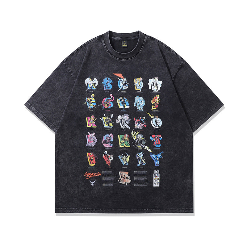 Harajuku Style Printed Heavyweight Cotton Short Sleeve T-Shirt