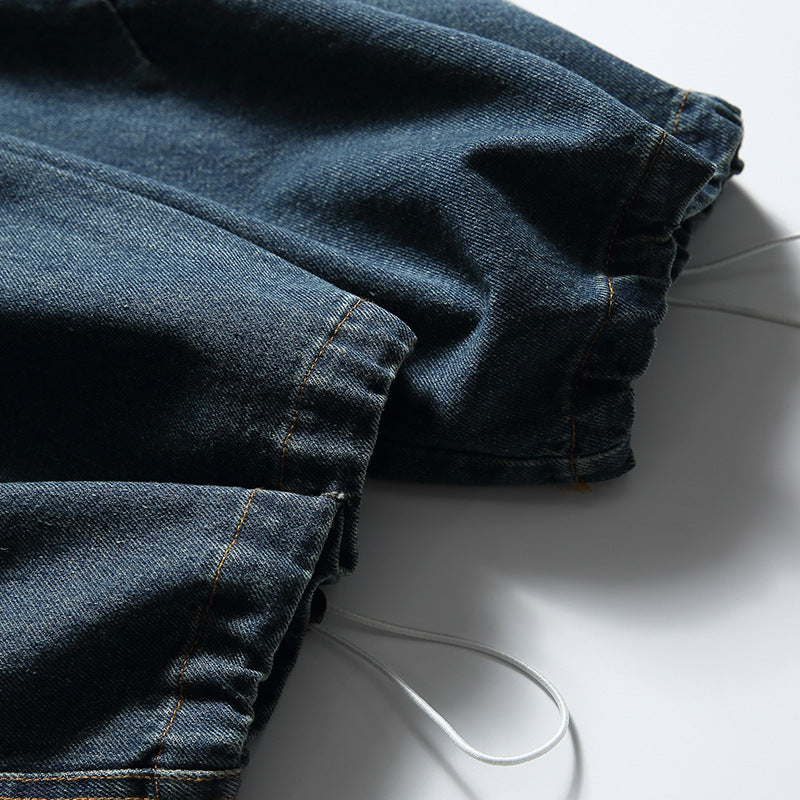 Three Dimensional Cut Large Pocket Workwear Jeans