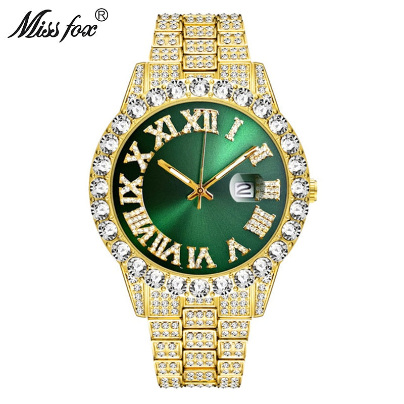Iced Out Luxury Men's Watch - 18K Gold Plated