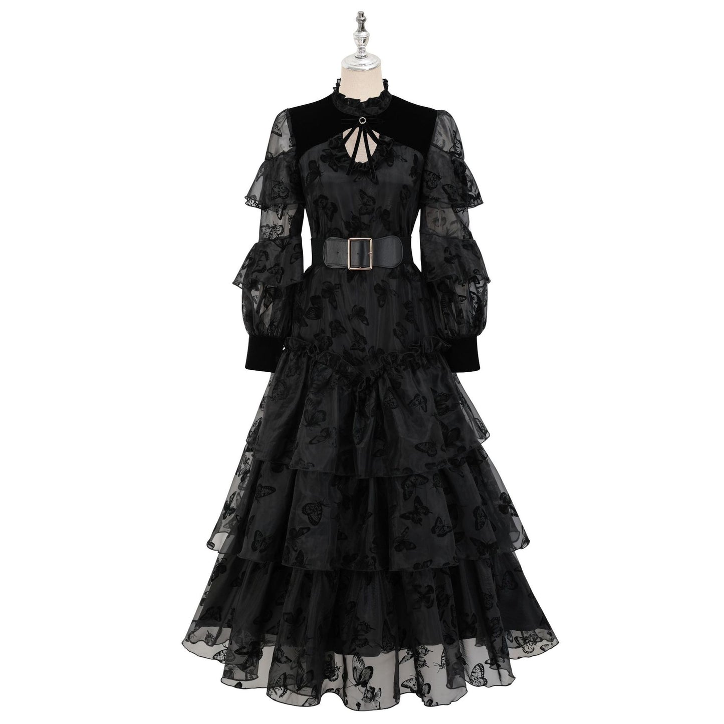 Black Lolita Dress with Butterfly Silhouette