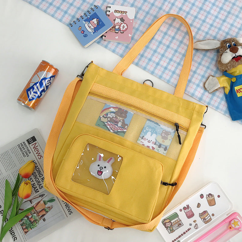Korean Spring Canvas Rabbit Pendant Backpack