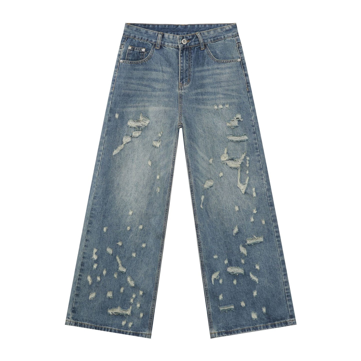 Harajuku Style Distressed Denim Trousers for Men