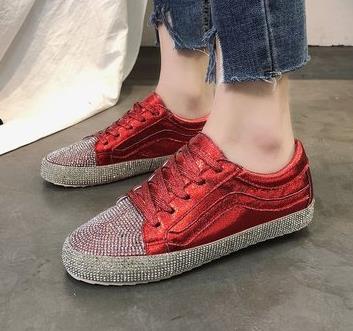 Harajuku Style Women’s Sneakers - Golden Silver Bling Flats