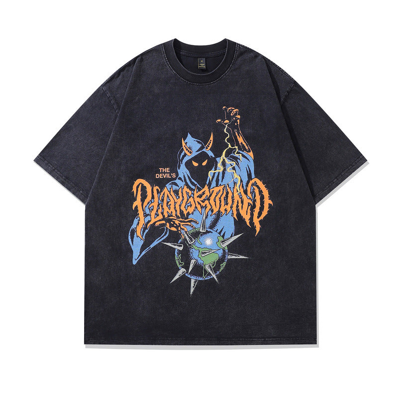 Playful Vintage Washed Cartoon Tee