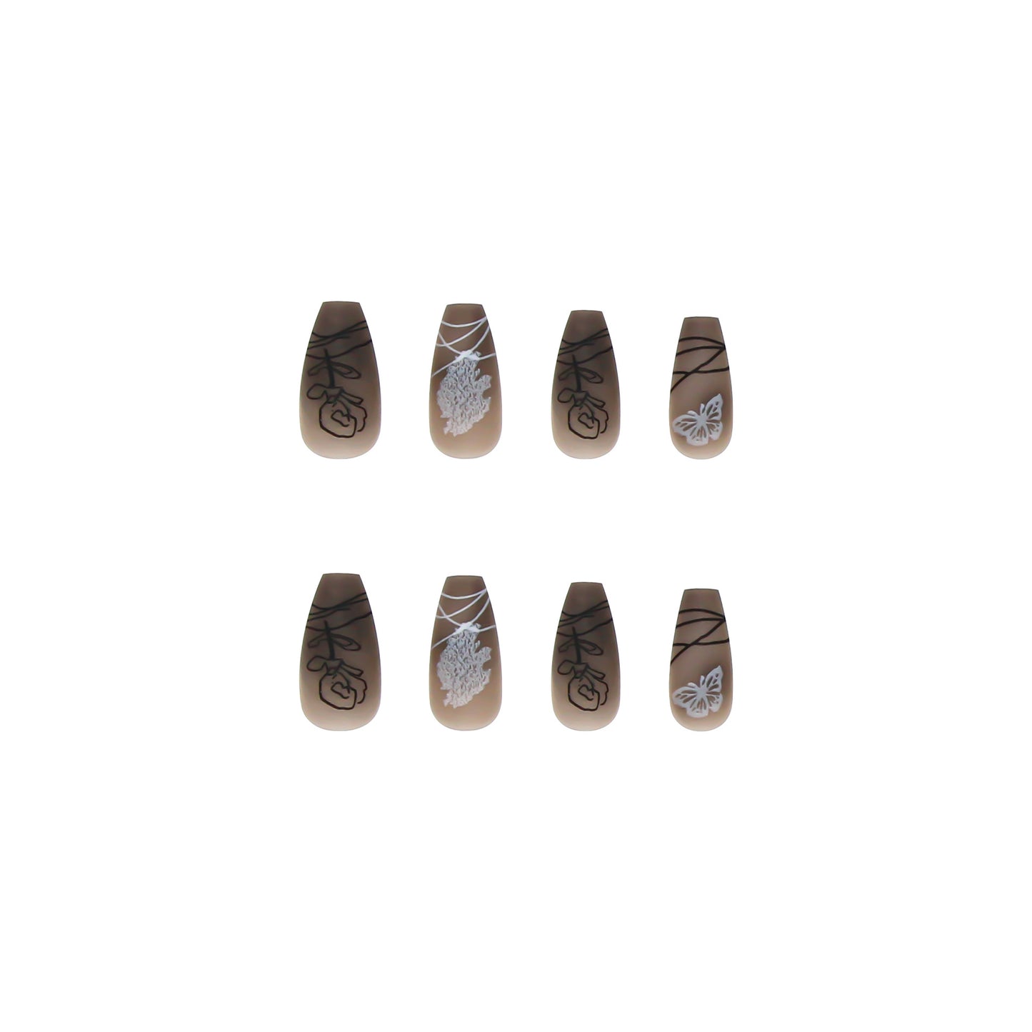 Dark Butterfly Long Ballet Nail Pieces - Personalized Manicure